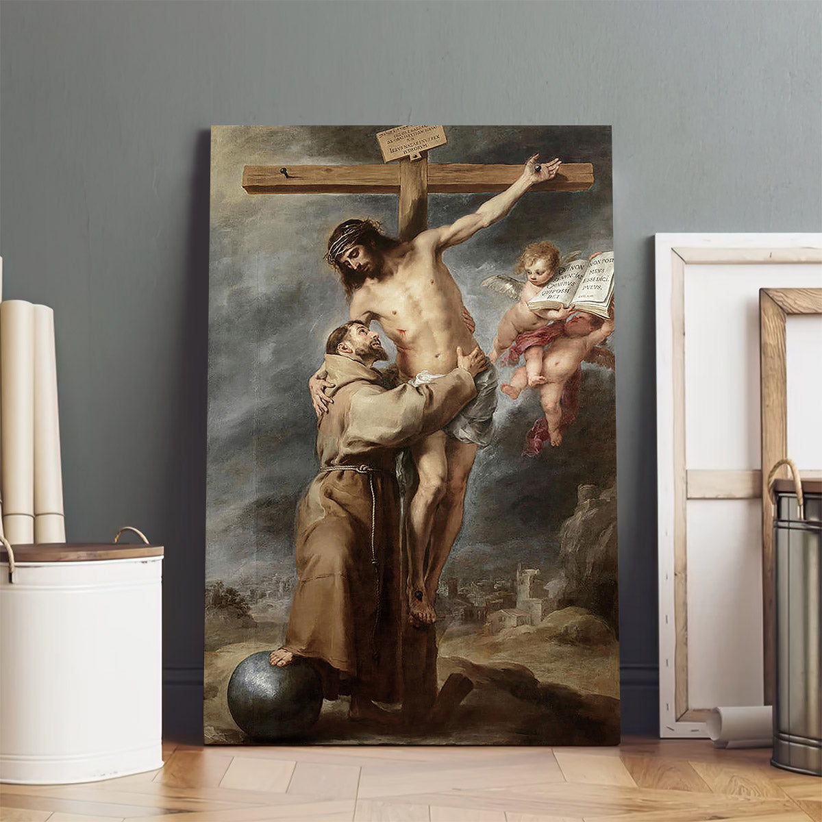 Saint Francis Embracing Christ, 1669 Canvas Wall Art - Jesus Canvas Pictures - Christian Wall Art