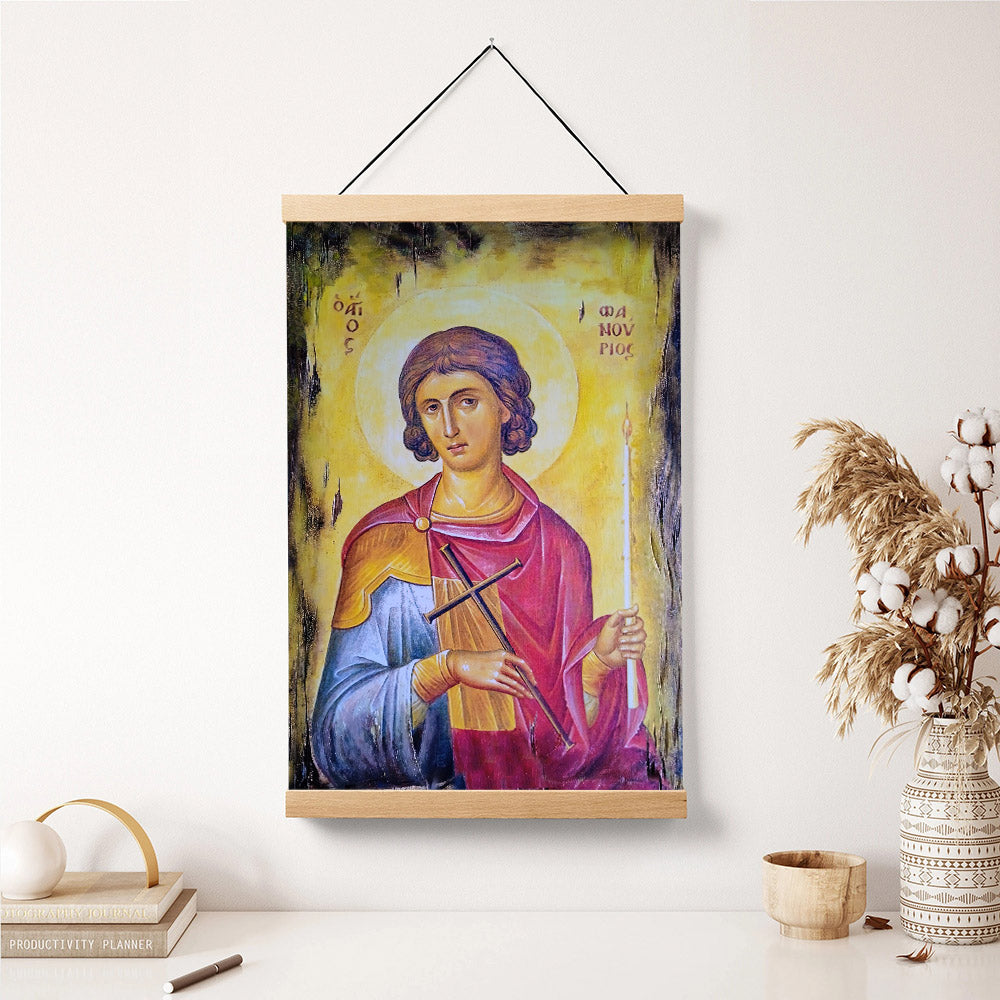 Saint St Fanourios Hanging Canvas Wall Art - Christian Wall Art Decor - Religious Hanging Canvas Wall Art