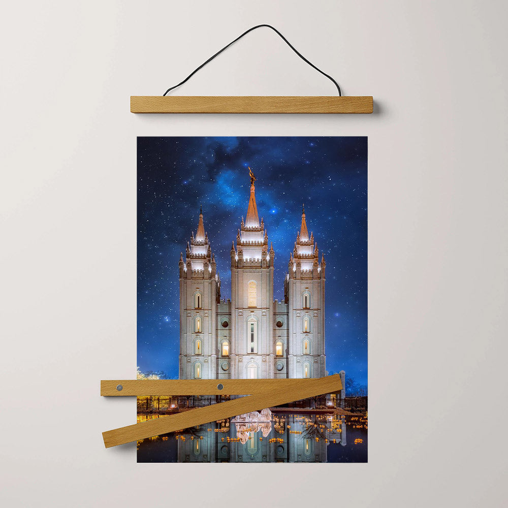 Salt Lake Starry Night Nativity Hanging Canvas Wall Art - Christian Wall Decor - Religious Canvas