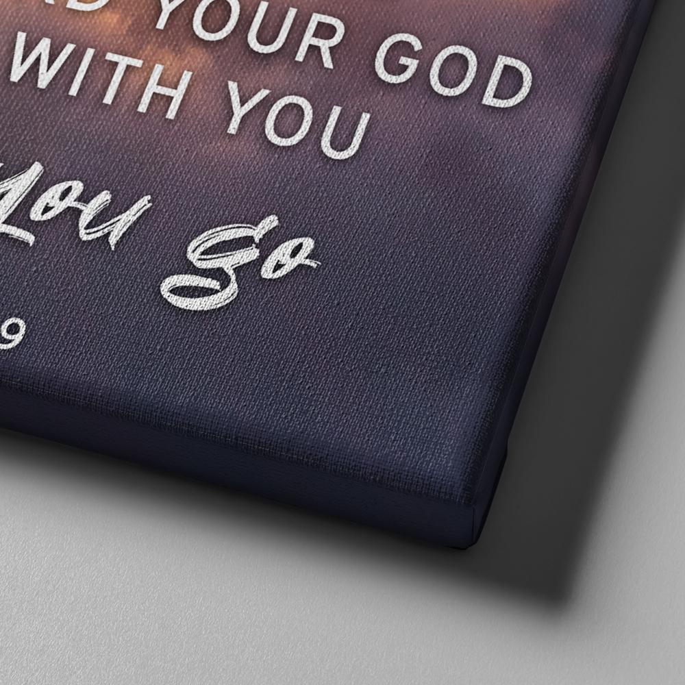 Scaling Mountains Joshua 19 Be Strong And Courageous Wall Art - Christian Canvas Wall Art