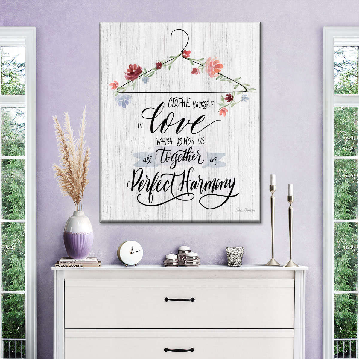 Scripture Hanger Clothe Yourself In Love Wall Art Canvas - Canvas Religious Wall Art - Christian Wall Decor Living Room