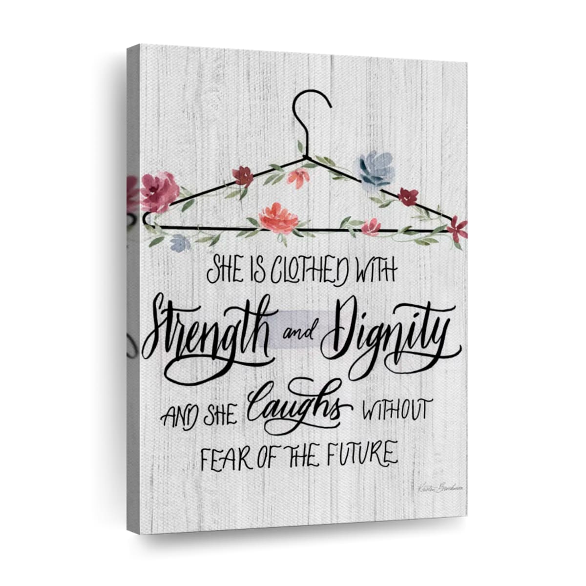 Scripture Hanger She Is Clothed With Strength And Dignity Wall Art Canvas - Canvas Religious Wall Art - Christian Wall Decor Living Room