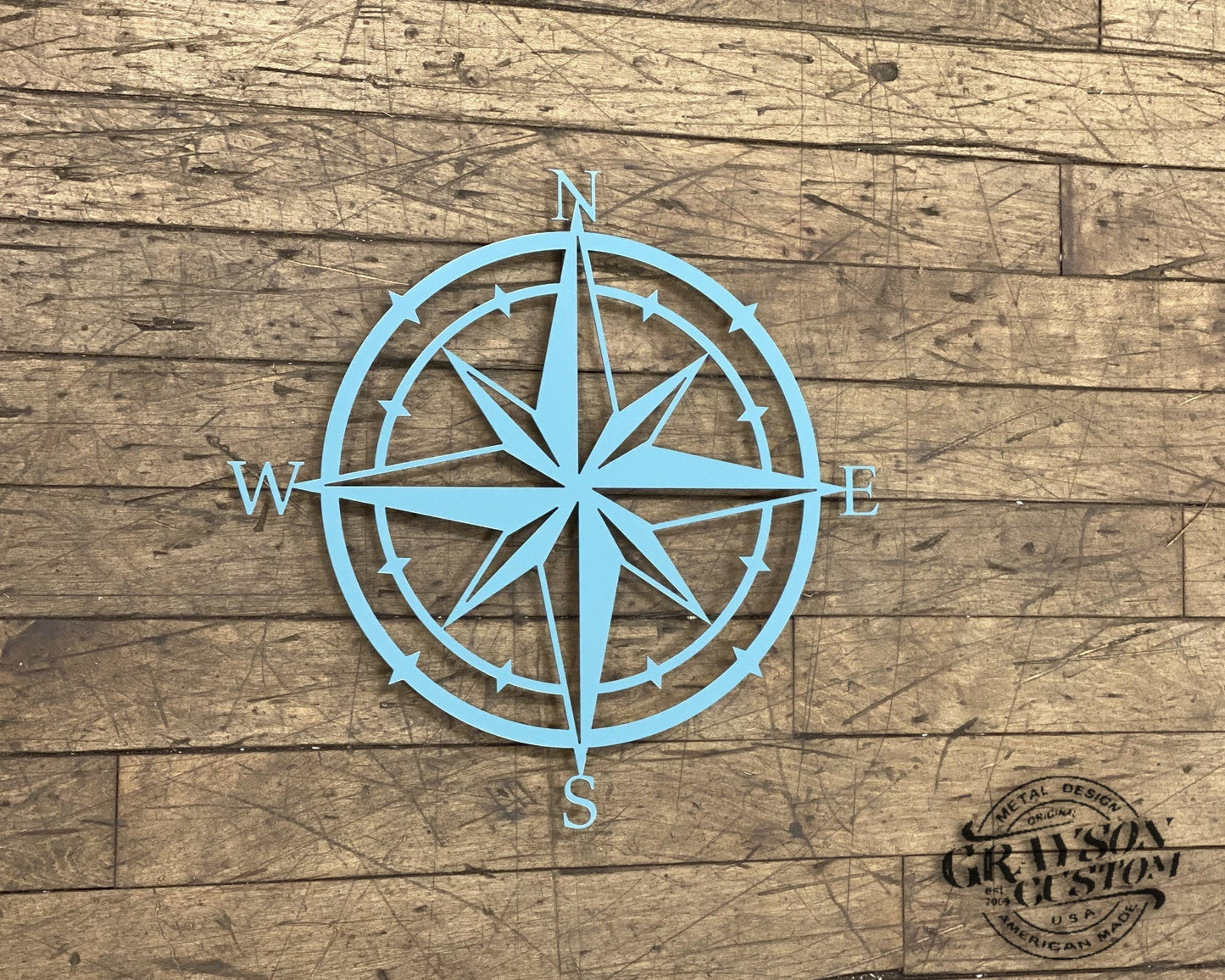 Sea Foam Compass Rose Metal Wall Art Unique Compass Design Rustic Farmhouse Decor Nautical Decor Beach House Decor Metal Decor