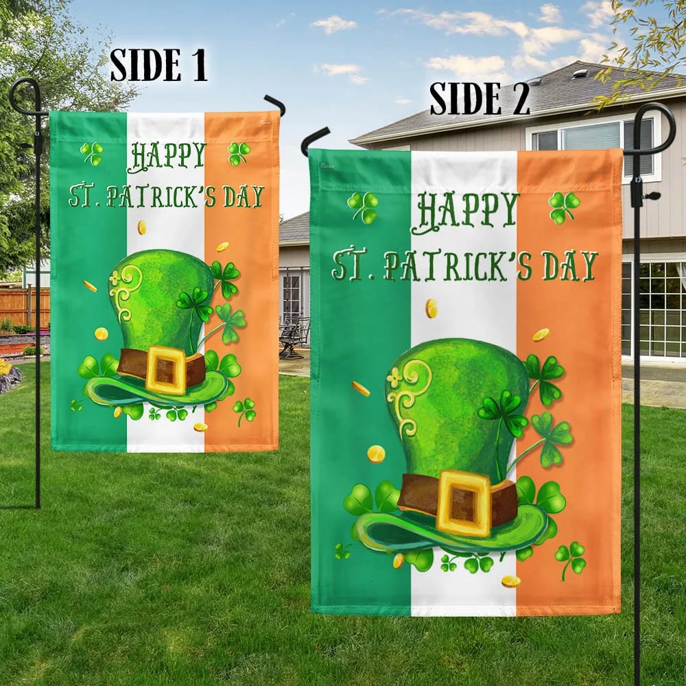 Shamrock Leprechaun's Hat Day House Flag - St Patrick's Day Garden Flag - St. Patrick's Day Decorations