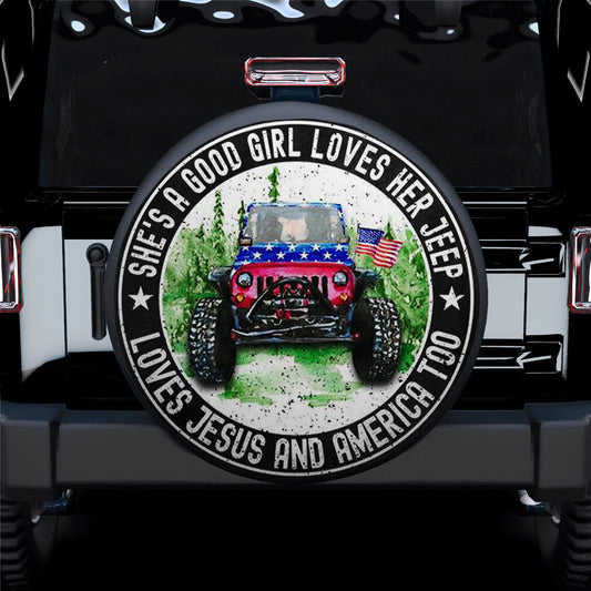 She Love Her Love Jesus Jeep Car Spare Tire Cover - Gift For Campers