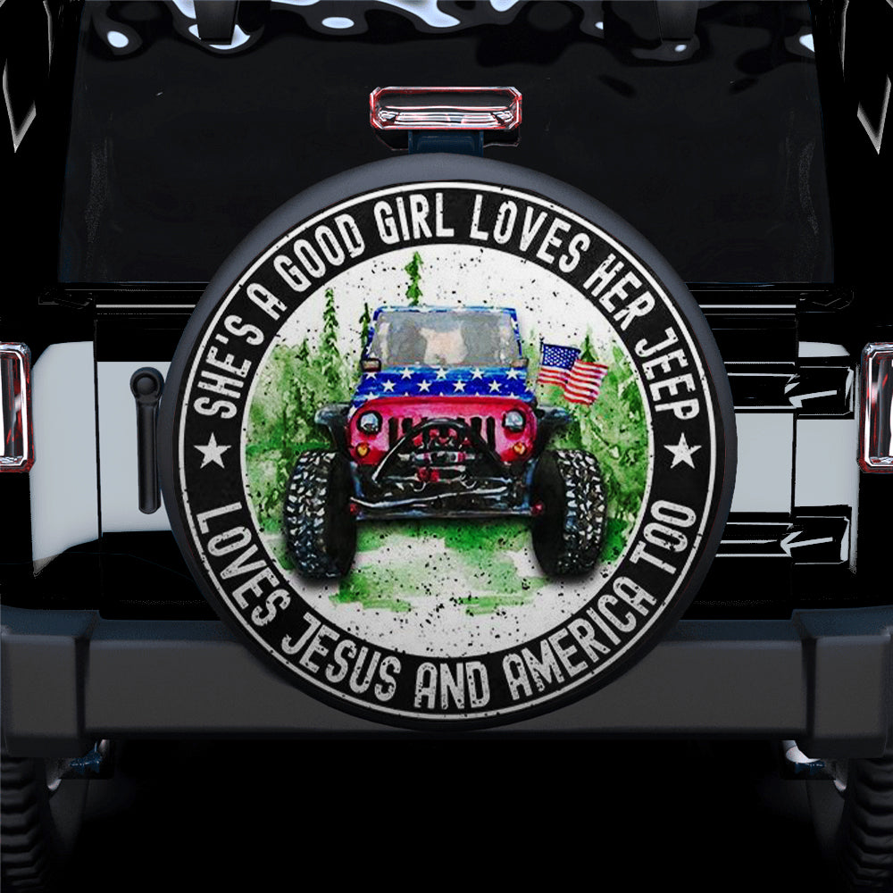 She Love Her Love Jesus Jeep Car Spare Tire Cover - Gift For Campers