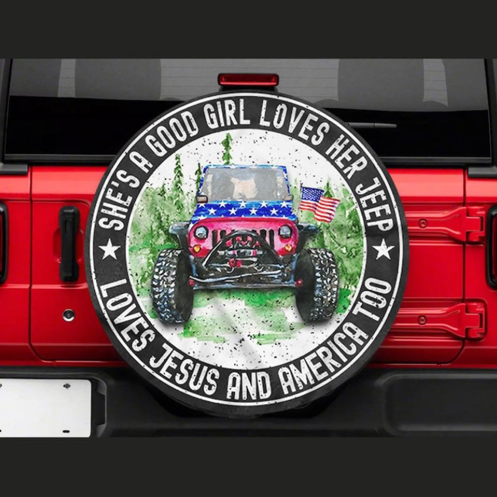 She Love Her Love Jesus Jeep Car Spare Tire Cover - Gift For Campers