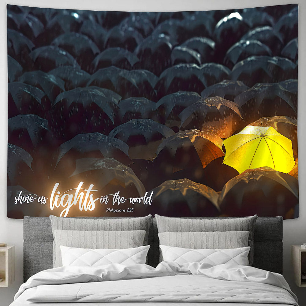 Shine As Lights In The World Philippians 2 15 - Christian Tapestry - Tapestry Of Jesus - Bible Wall Tapestry