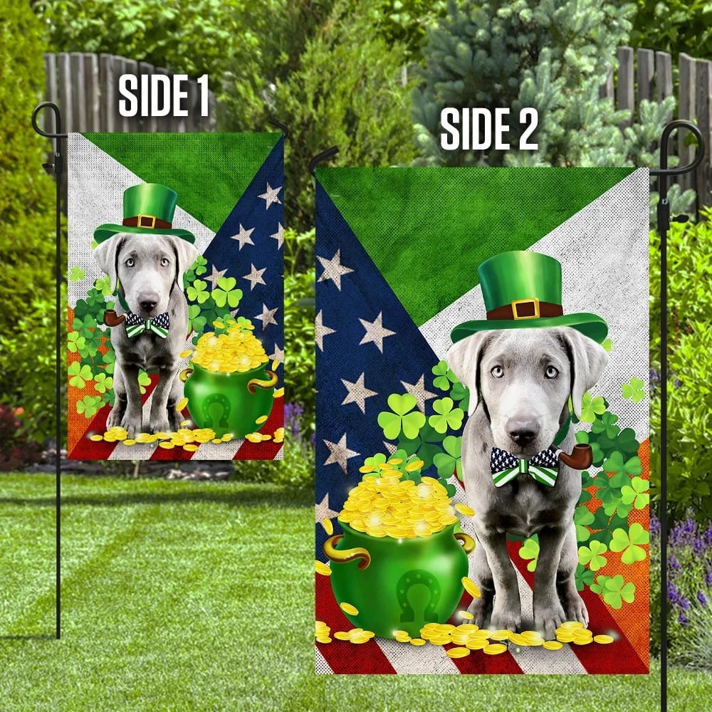 Silver Labrador House Flag - St Patrick's Day Garden Flag - Outdoor St Patrick's Day Decor