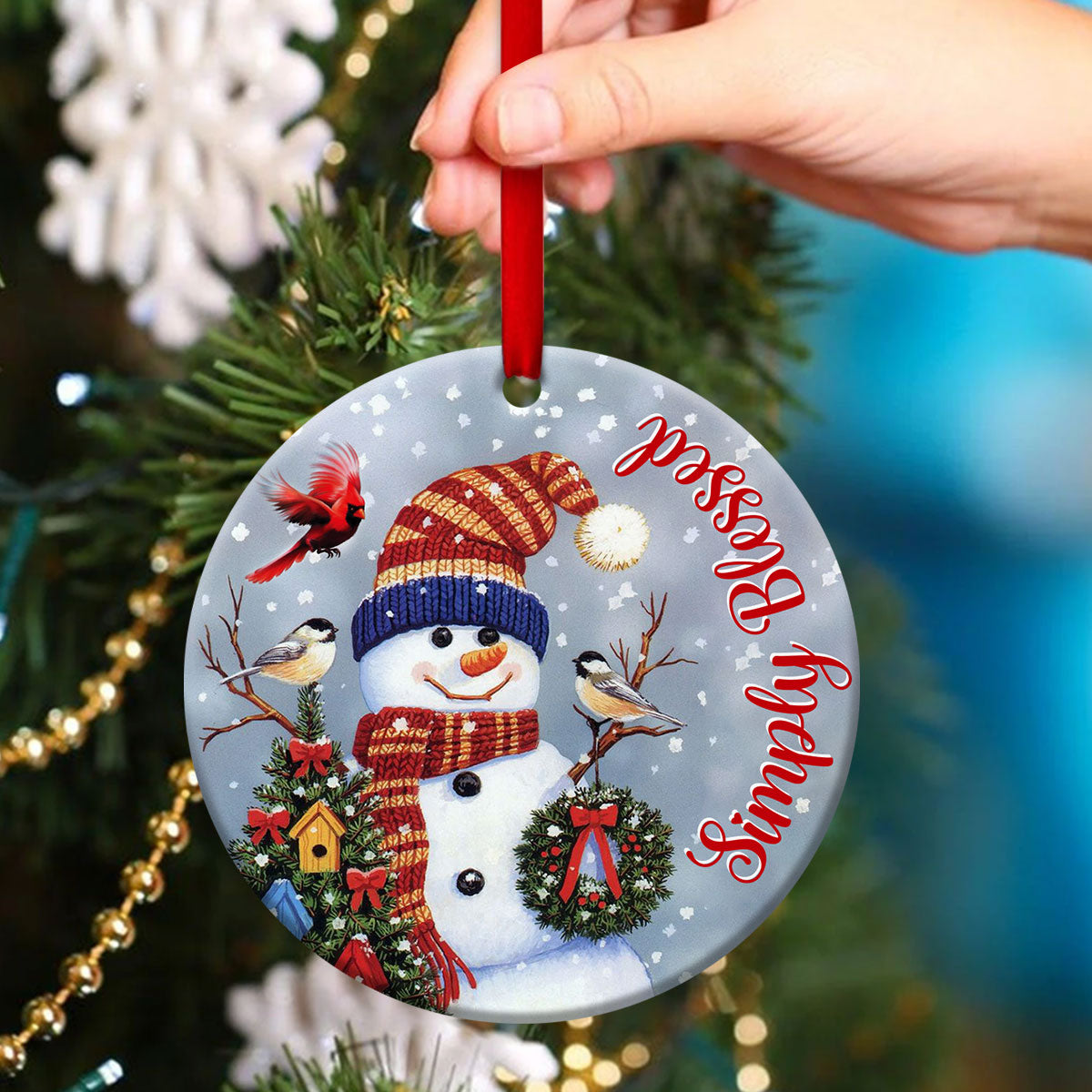 Simply Blessed - Beautiful Christian Ceramic Circle Ornament - Christmas Decor - Funny Ornament