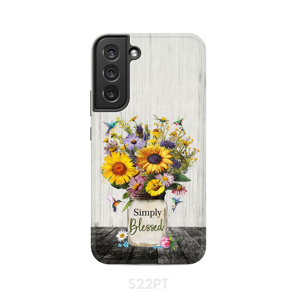 Simply Blessed Hummingbirds and Flowers in Vase Christian Phone Case - Bible Verse IPhone & Samsung Cases