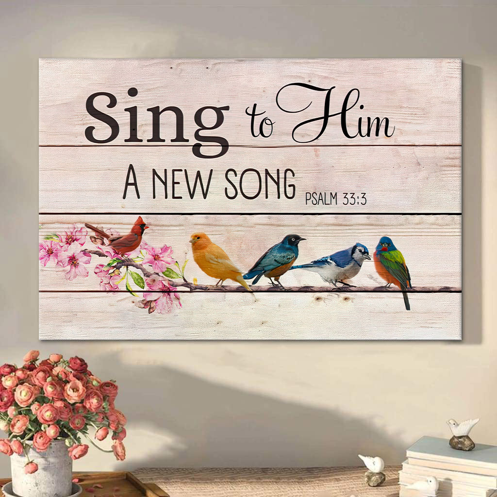 Sing To Him A New Song Psalm 333 Bible Verse Wall Art Canvas