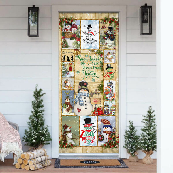 Snowflakes Are Kisses from Heaven Door Cover - Snowman Door Cover - Christmas Door Cover - Christmas Outdoor Decoration