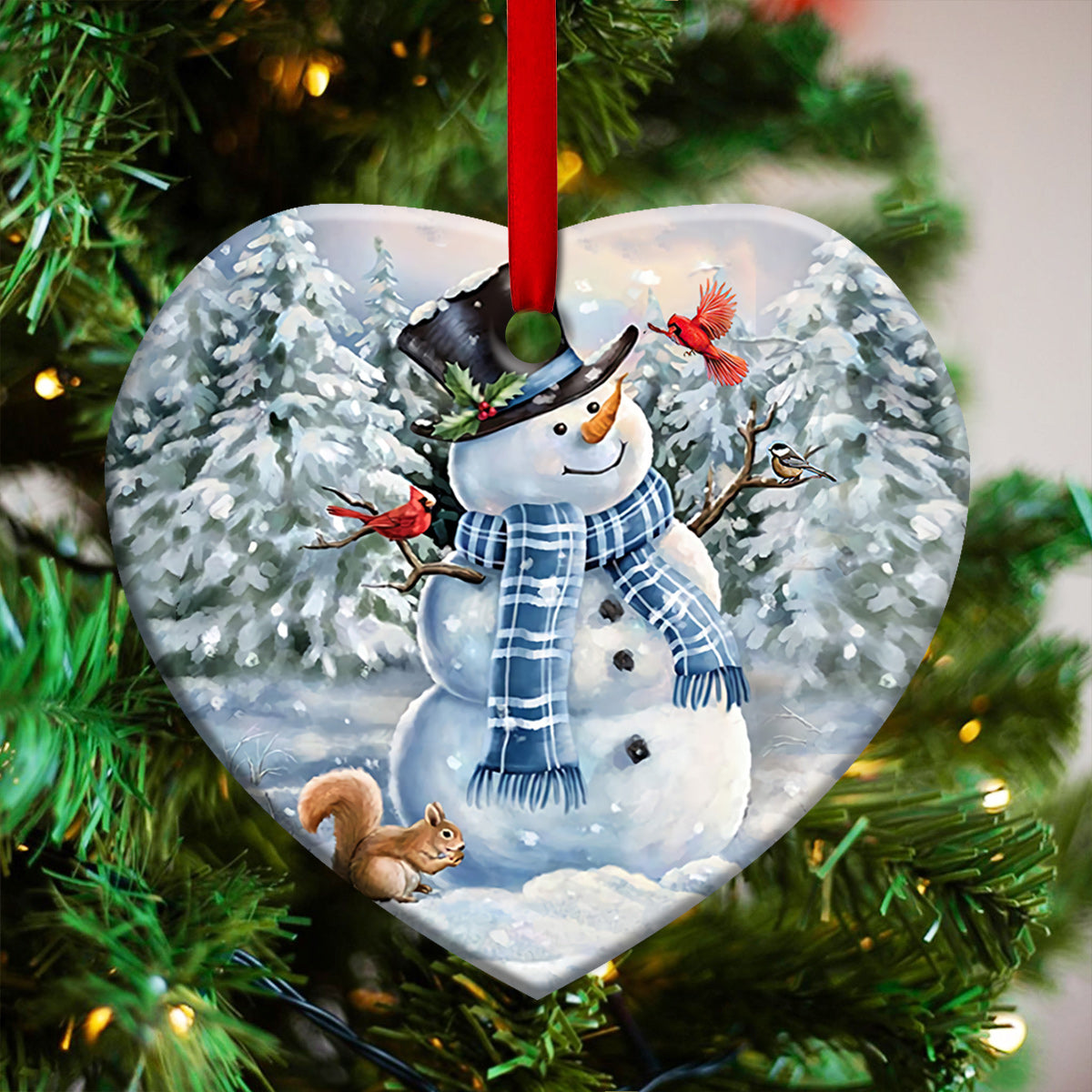 Snowman 8 Heart Ceramic Ornament - Christmas Ornament - Christmas Gift