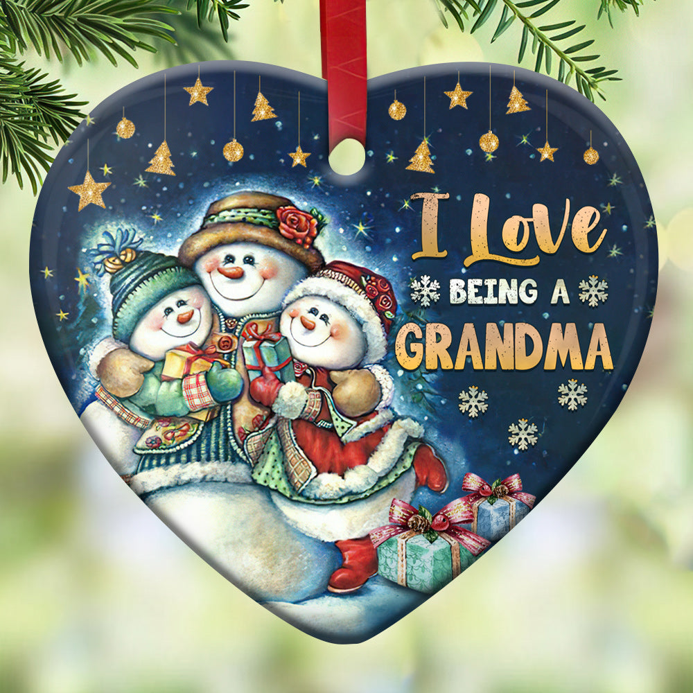 Snowman Grandma Heart Ornament - Christmas Ornament - Ciaocustom