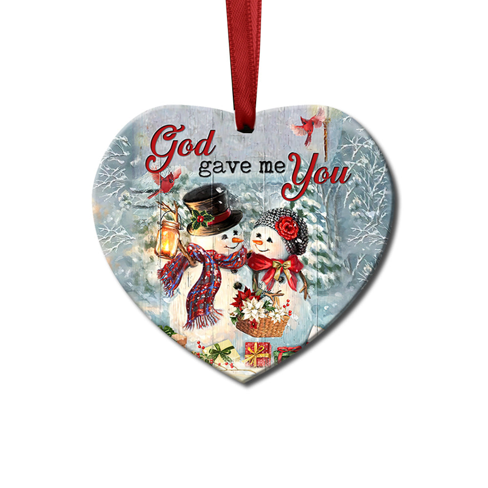 Snowman Heart Ceramic Ornament - Christmas Ornament - Christmas Gift