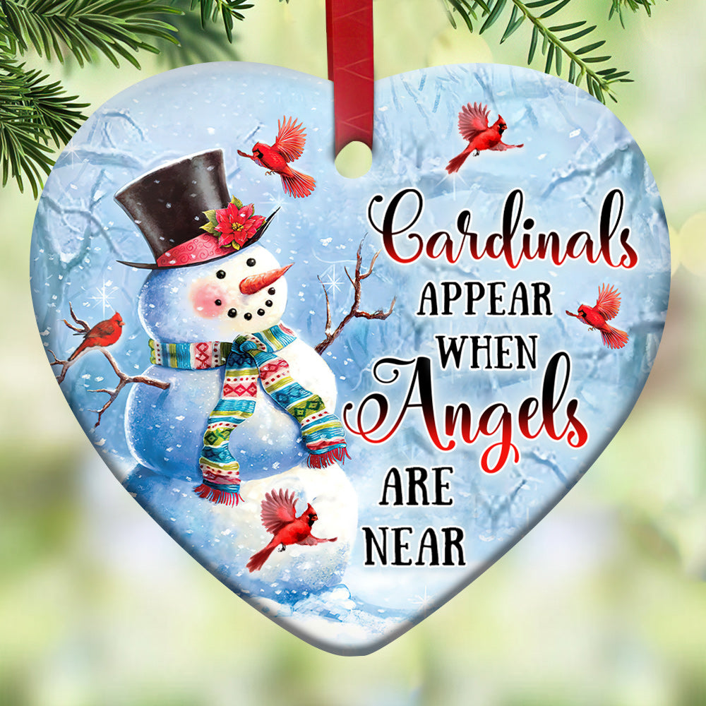 Snowman Memorial 2 Heart Ceramic Ornament - Christmas Ornament - Christmas Gift