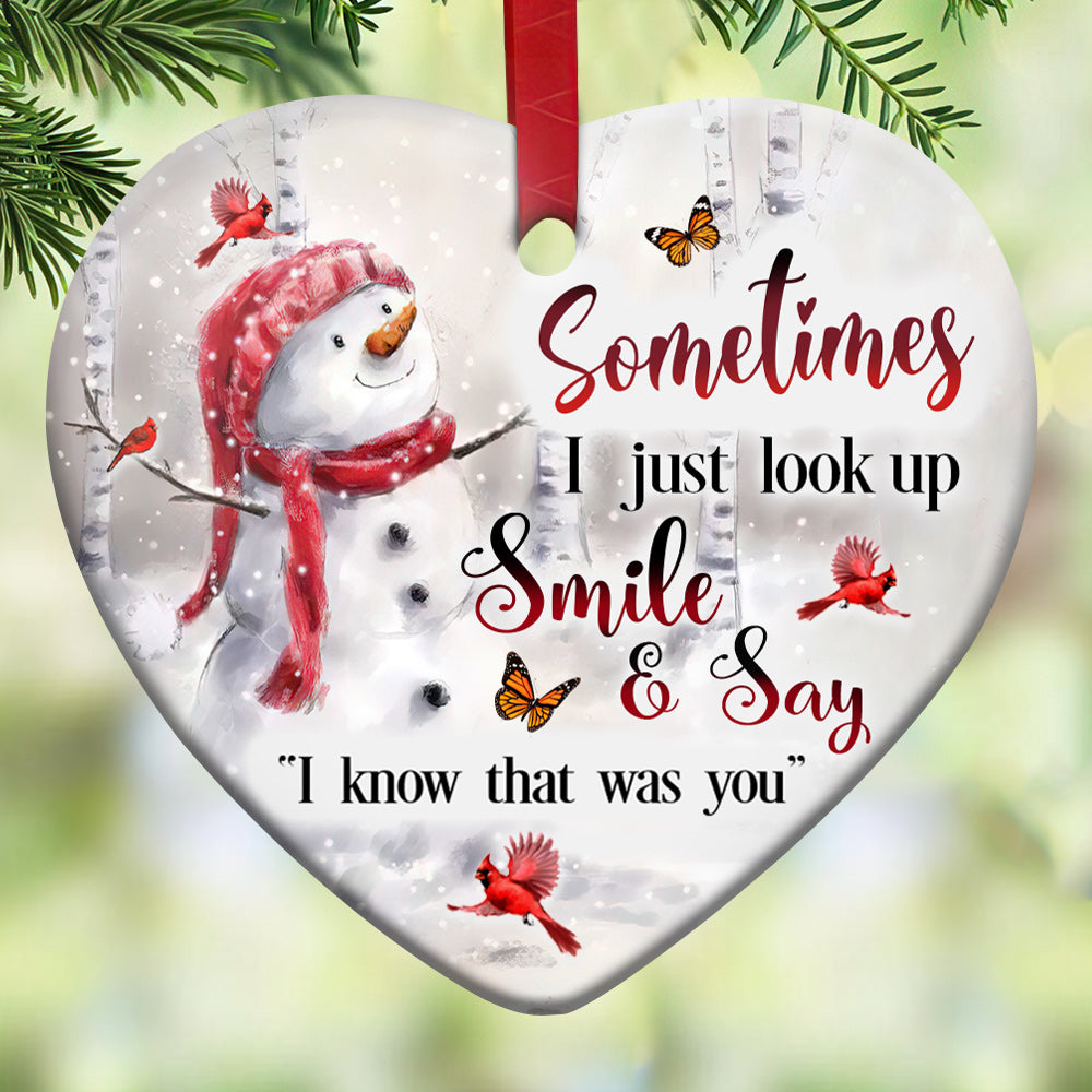 Snowman Memorial 3 Heart Ceramic Ornament - Christmas Ornament - Christmas Gift