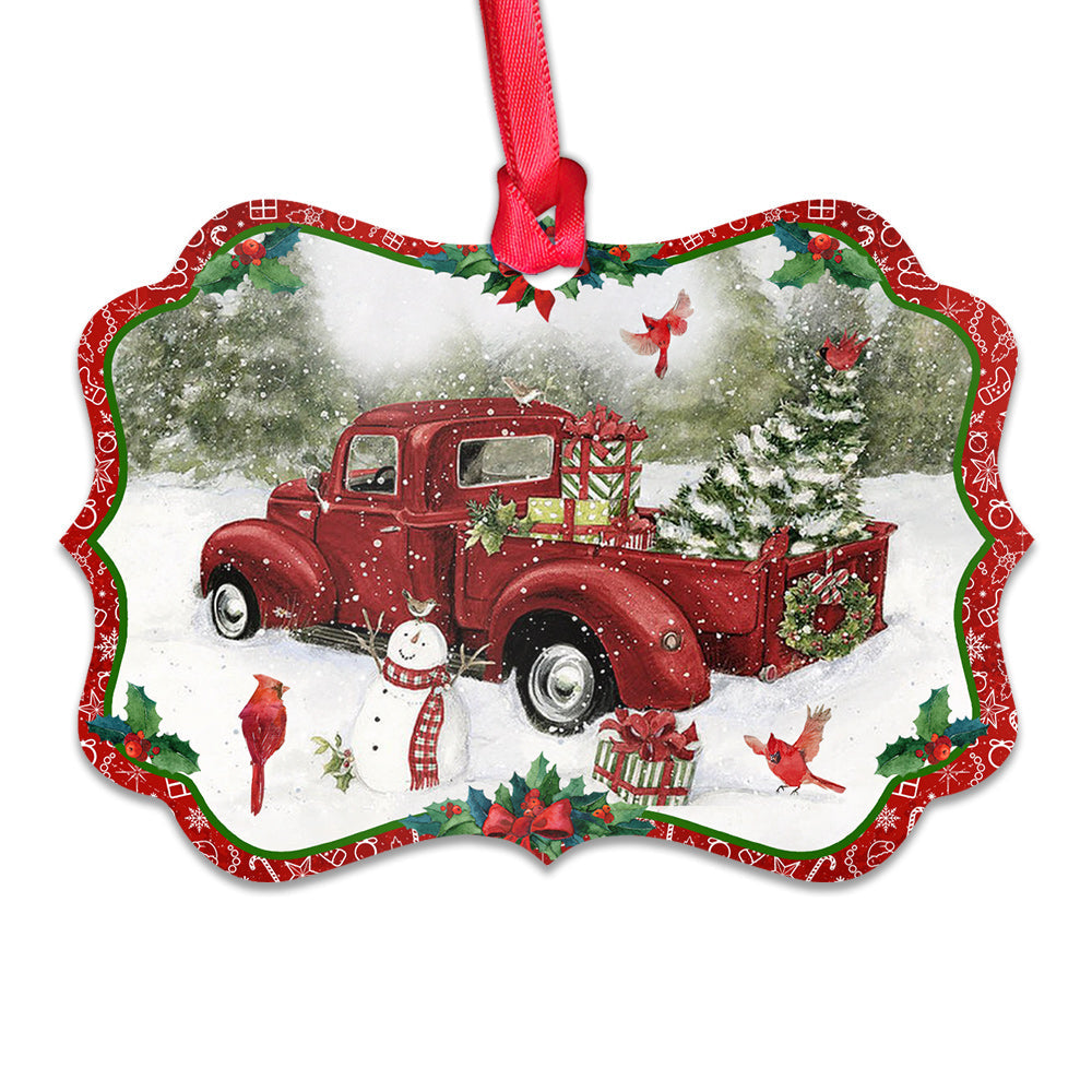 Snowman Red Truck For Christmas Ornament - Christmas Ornament - Ciaocustom
