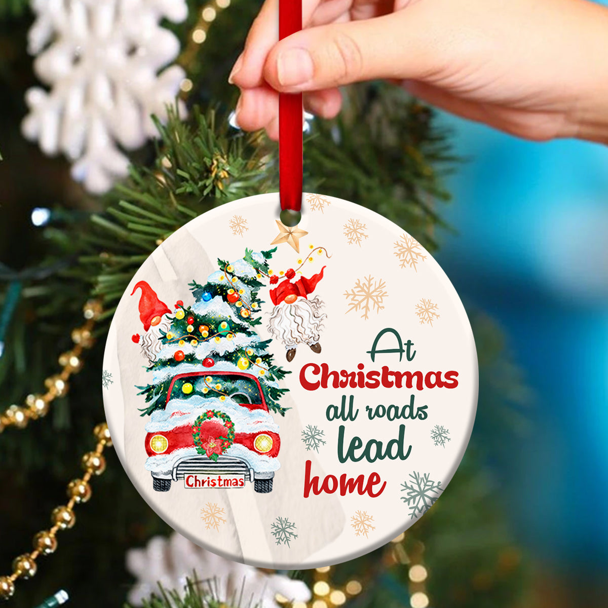 Special Ceramic Circle Ornament - Christmas Takes Us Home - Christian Hanging Gift