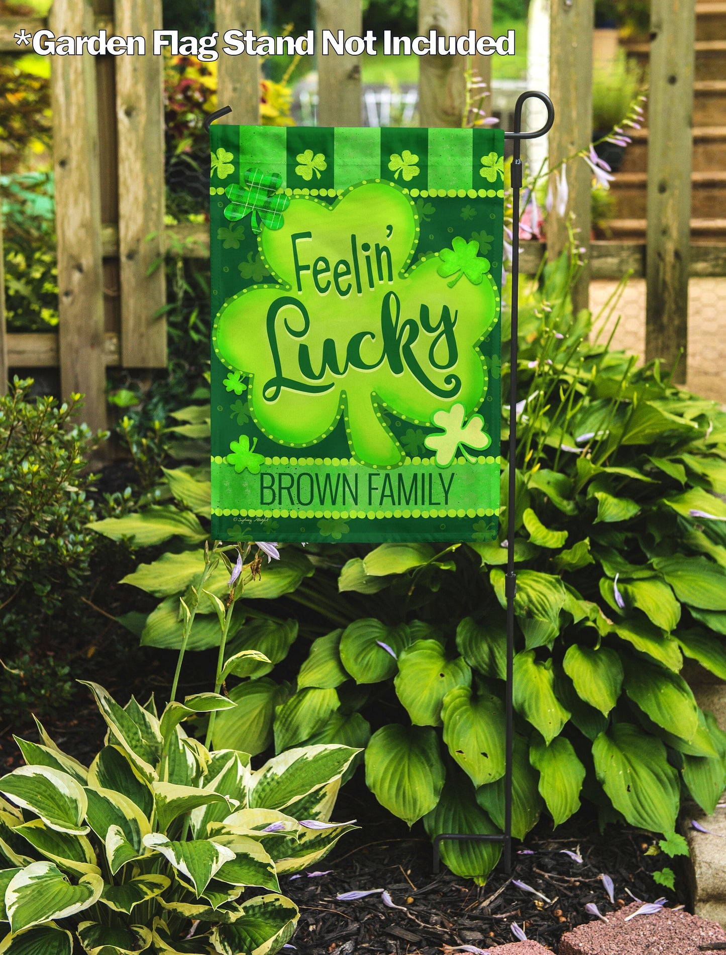 St. Patrick's Day Feelin' Lucky Personalized House Flag - St. Patrick's Day Garden Flag - St. Patrick's Day Decorative Flags