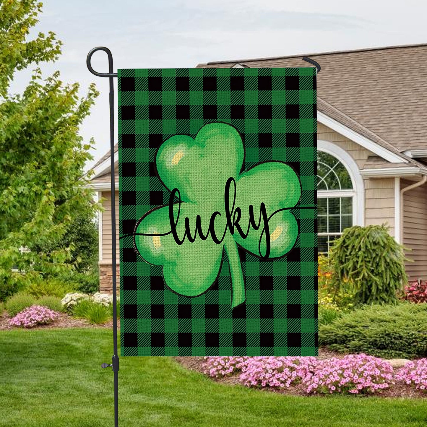 St. Patrick's Day Lucky Shamrock Clover House Flag - St. Patrick's Day Garden Flag - Outdoor St Patrick's Day Decor