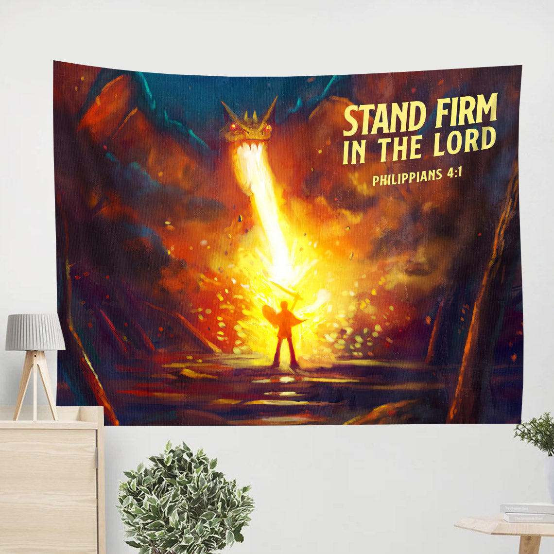 Stand Firm Thus In The Lord Philippians 4 1 - Religious Tapestry - Jesus Christ Tapestry - Bible Wall Tapestry