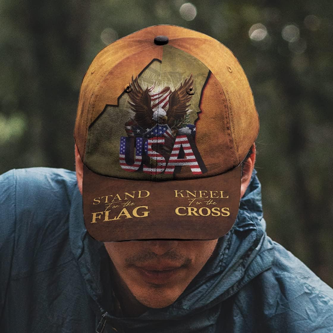 Stand For Flag Kneel For Cross Classic Hat All Over Print - Christian Hats for Men and Women