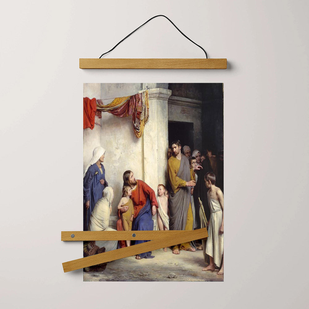 Suffer The Children To Come Unto Me Hanging Canvas Wall Art - Christan Wall Decor - Religious Canvas