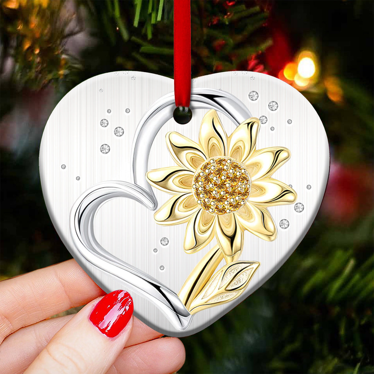 Sunflower Advice Heart Ornament - Christmas Ornament - Ciaocustom