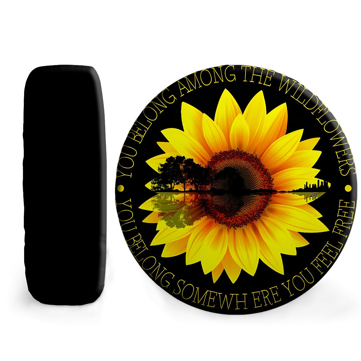 Sunflower Artwork Tire Cover - Wildflowers Tire Cover - Sunflower Tire Cover