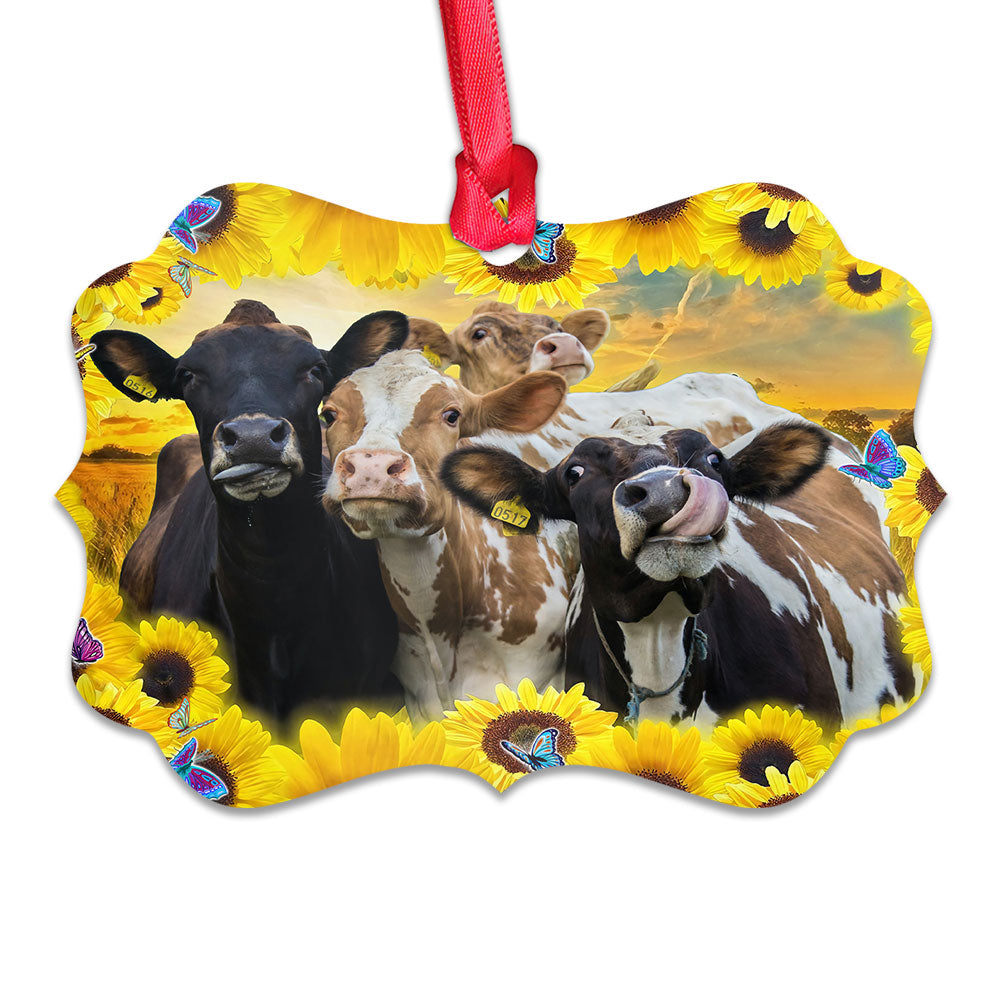 Sunflower Cow Ornament - Christmas Ornament - Ciaocustom