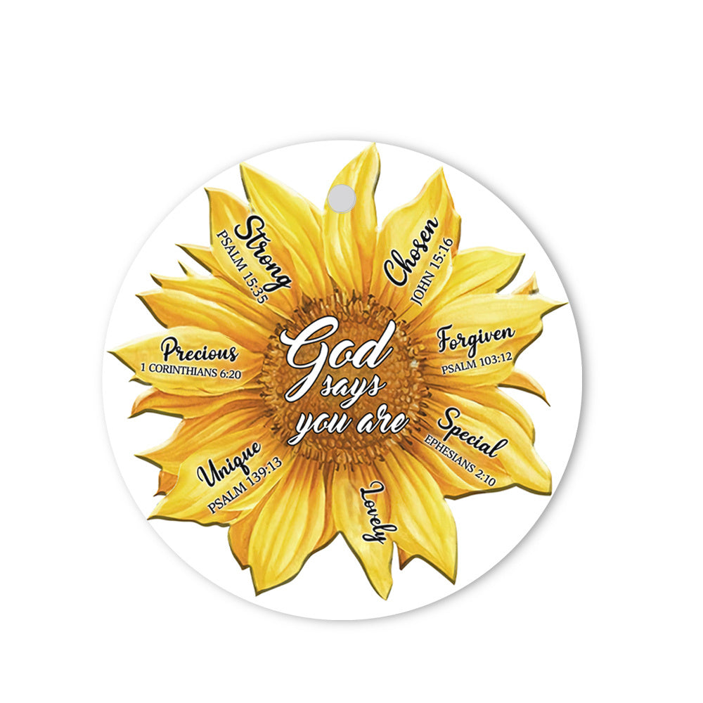 Sunflower God Says 2 Ceramic Circle Ornament - Decorative Ornament - Christmas Ornament