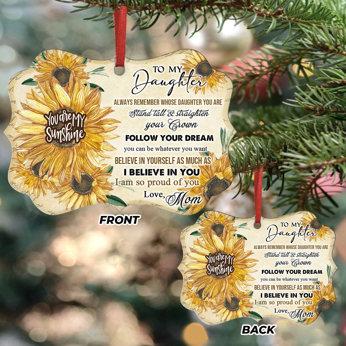 Sunflower To My Daughter Metal Ornament - Christmas Ornament - Christmas Gift