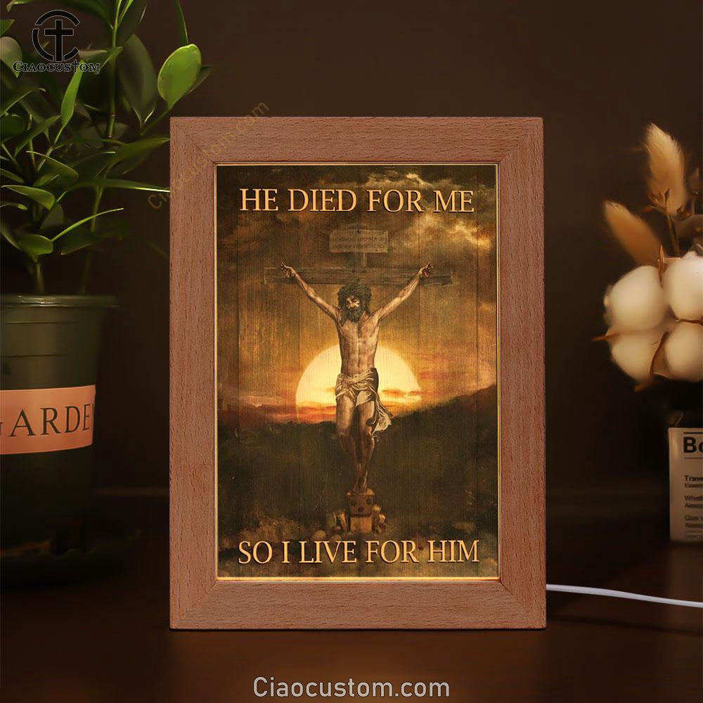 Sunset He Died For Me Jesus Frame Lamp