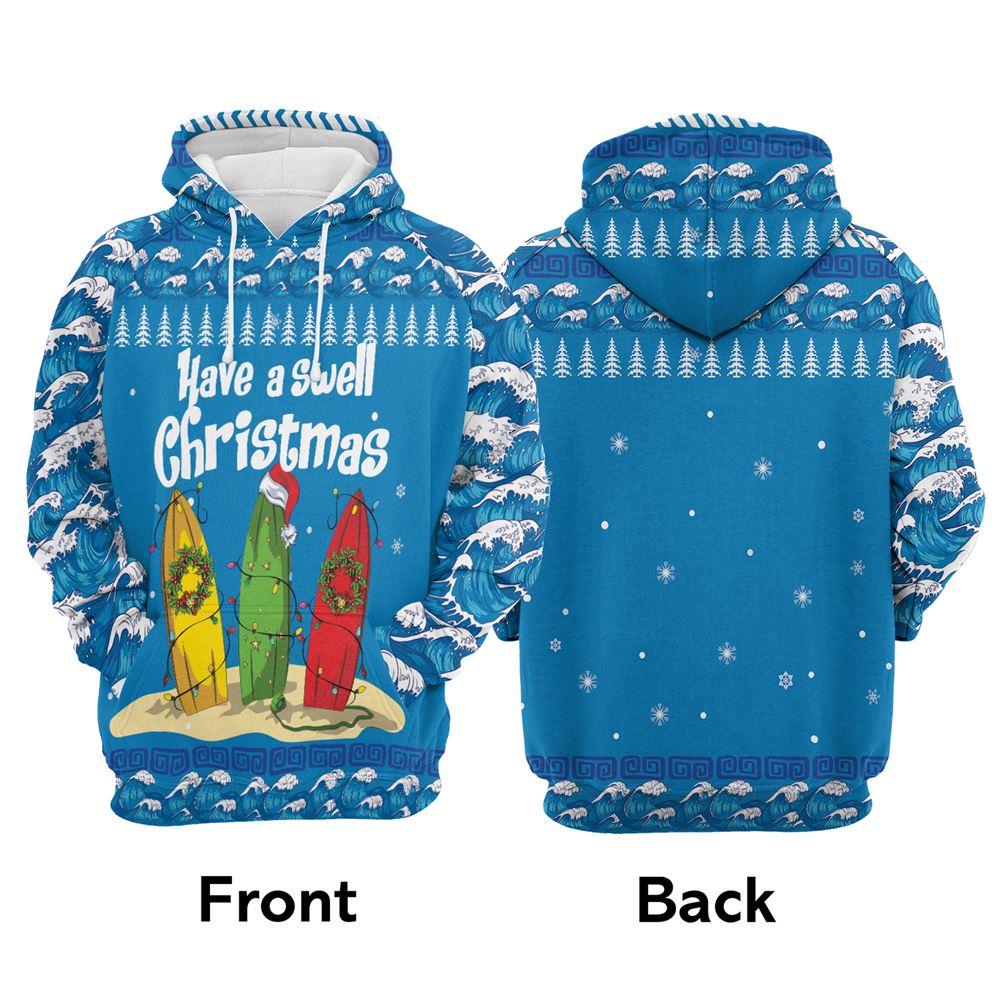 Surfer Swell Christmas All Over Print 3D Hoodie For Men And Women, Best Gift For Dog lovers, Best Outfit Christmas