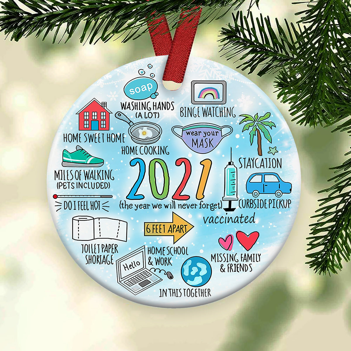 Survival Ceramic Circle Ornament - Decorative Ornament - Christmas Ornament