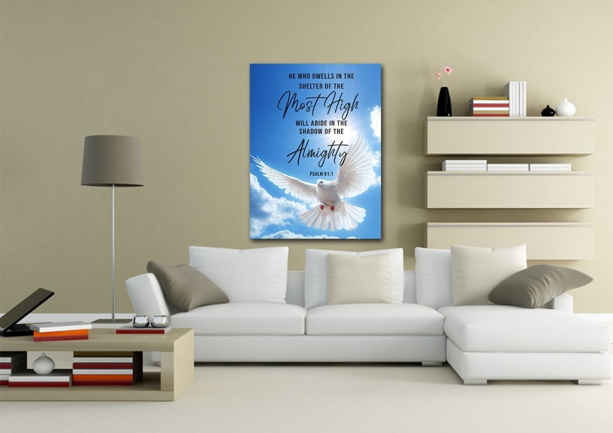 Swooping Dove & Psalm 911 Canvas Wall Art