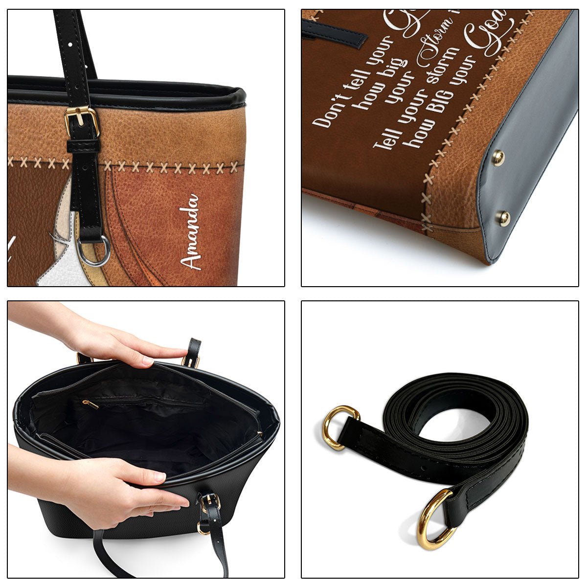 Tell Your Storm How Big Your God Is Personalized Pu Leather Tote Bag For Women - Mom Gifts For Mothers Day