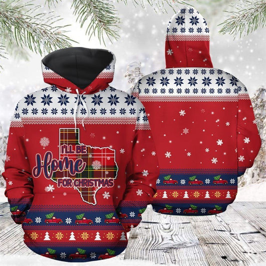 Texas Home For Christmas All Over Print 3D Hoodie For Men And Women, Christmas Gift, Warm Winter Clothes, Best Outfit Christmas