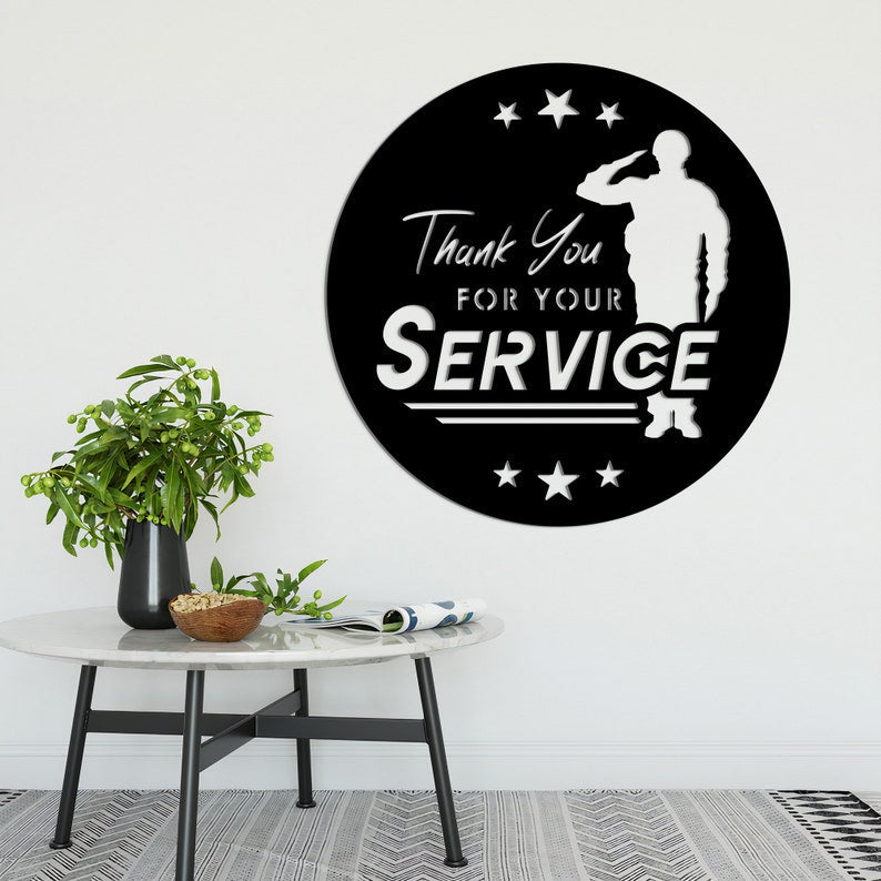 Thank You For Your Service Metal Wall Art - Proud Veteran Sign - US Army Veteran Gift - US Soldier Gift - Dad Gift