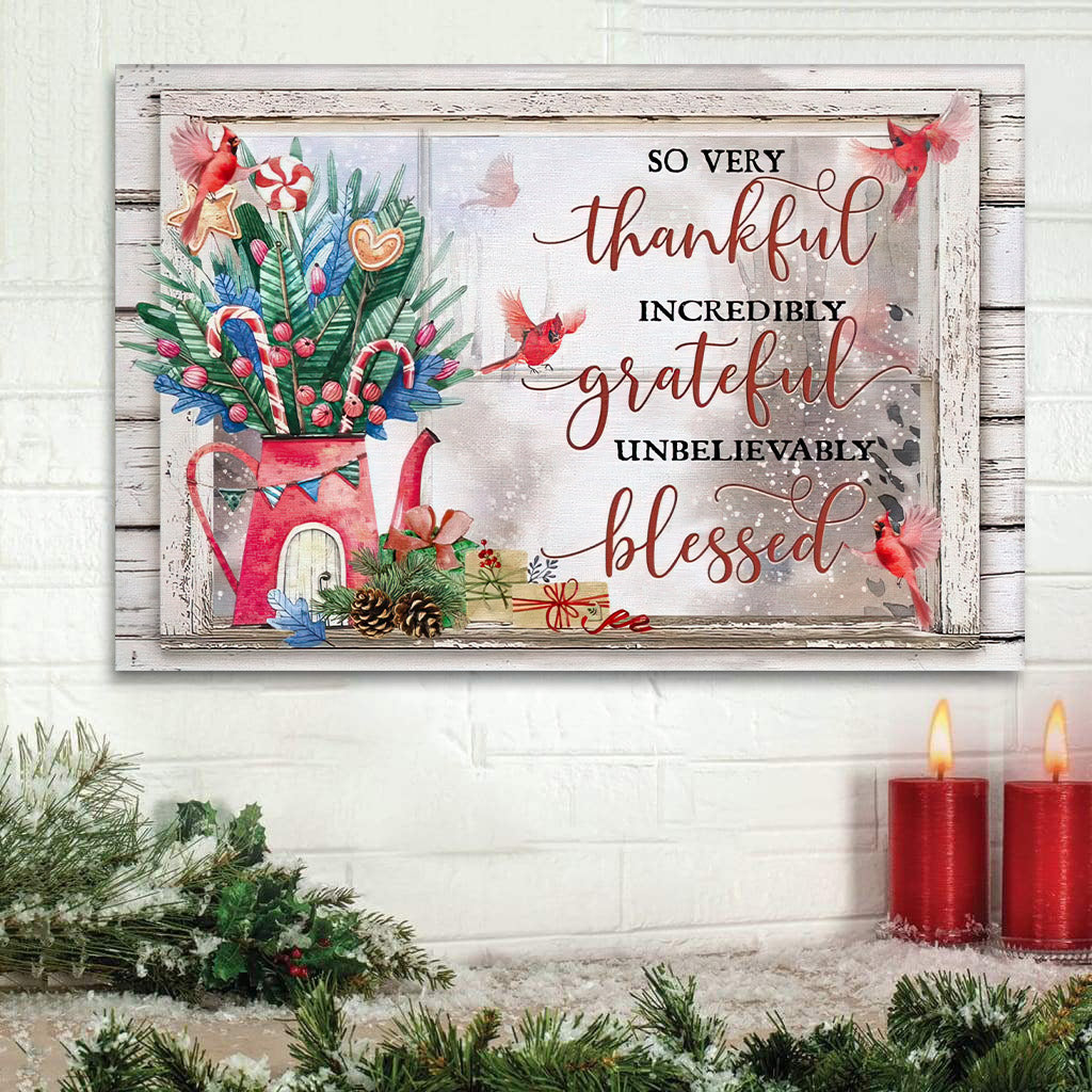 Thankful Grateful Blessed Christmas Christian Wall Art Canvas Print - Religious Canvas Painting