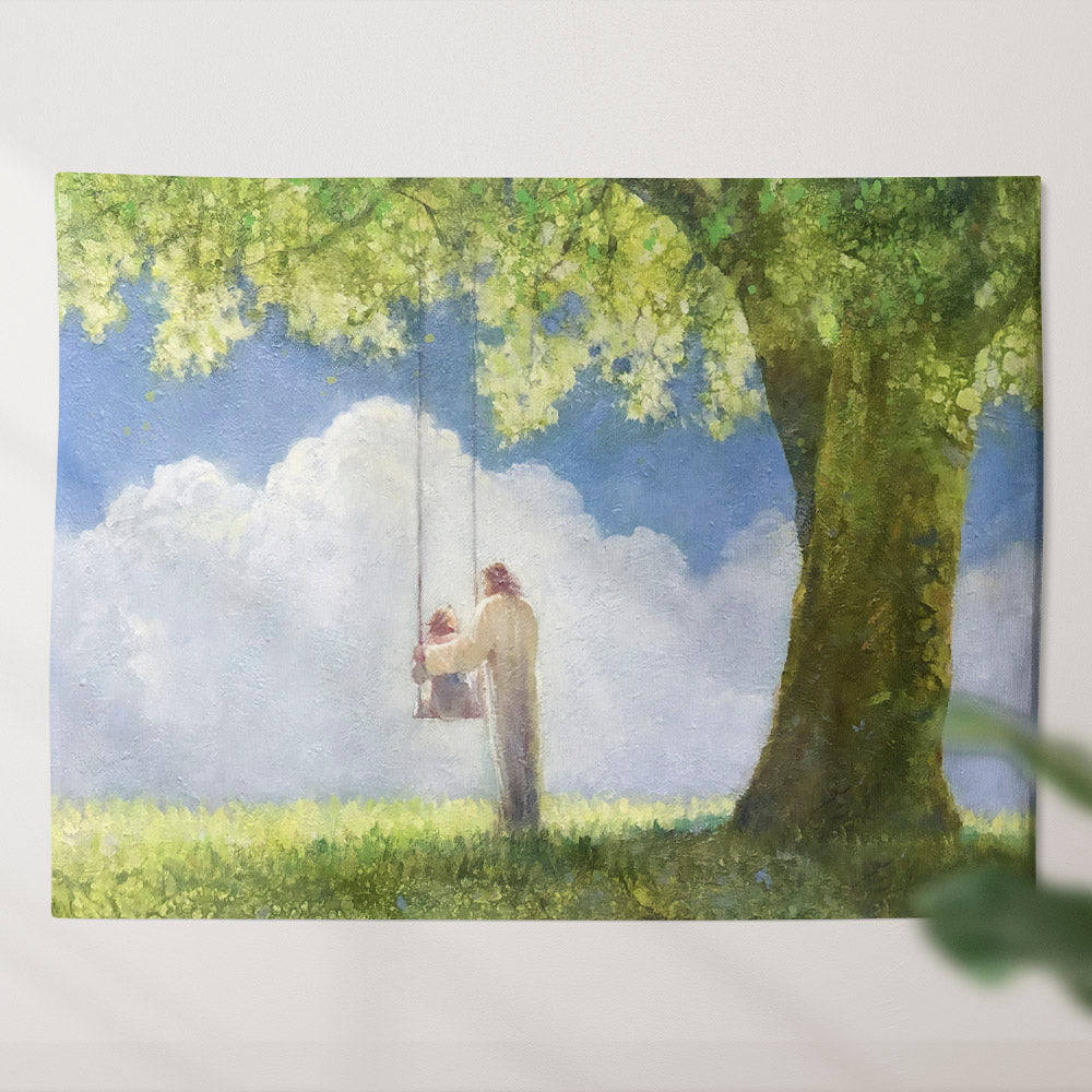 The Greatest In The Kingdom Of Heaven Tapestry - Jesus With Child Picture - Christian Tapestry - Jesus Wall Tapestry - Religious Tapestry - Ciaocustom