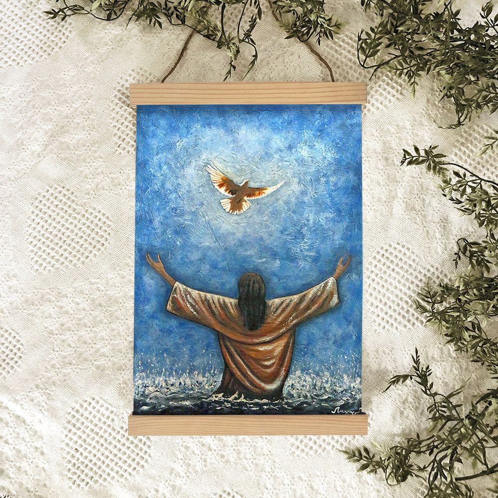 The Baptism Of Jesus Christ Painting Hanging Canvas Wall Art - Jesus Portrait Picture - Religious Gift - Christian Wall Art Decor