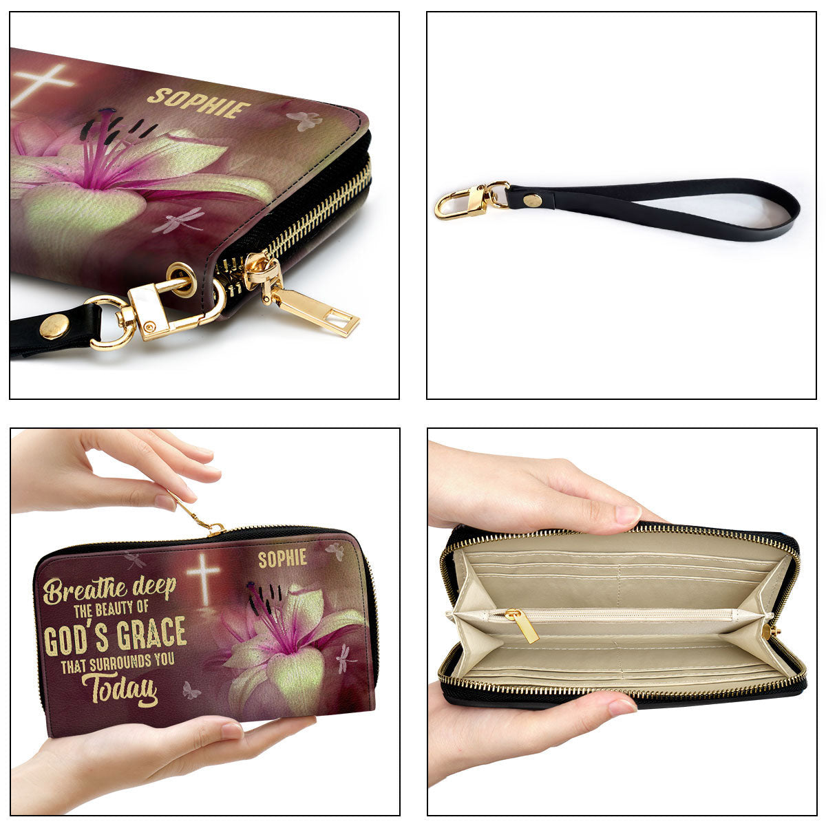 The Beauty Of God‘S Grace That Surrounds You Today Clutch Purse For Women - Personalized Name - Christian Gifts For Women