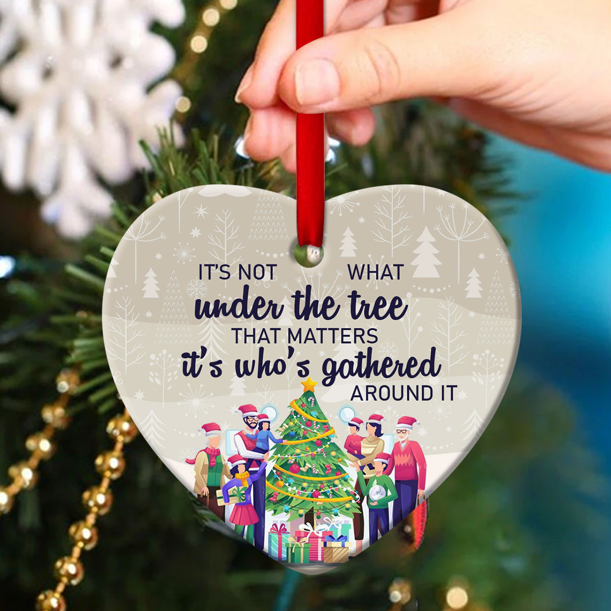 The Best Gift For Christmas Is The Presence Of Family - Christmas Ceramic Heart Ornament - Christian Hanging Gift