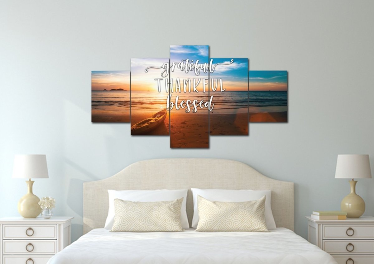 The Boat Thankful, Grateful & Blessed Wall Decor - Christian Canvas Wall Art