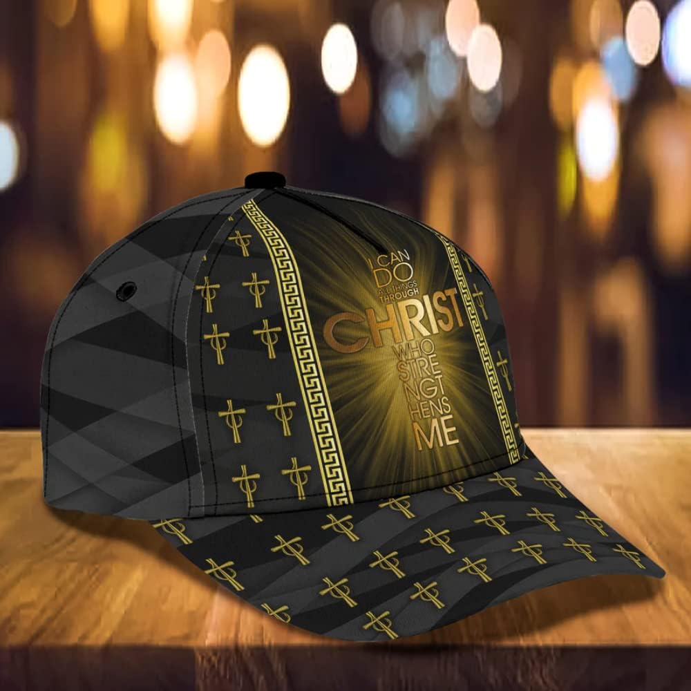 The Cross I Can Do All Things Through Christ Classic Hat All Over Print - Christian Hats for Men and Women