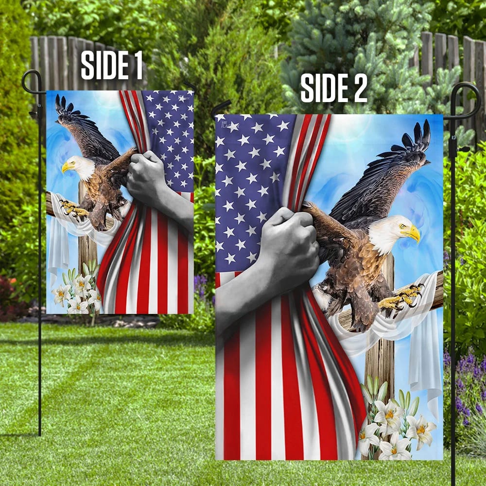 The Eagle And The Cross Christian House Flag - Christian Garden Flags - Outdoor Religious Flags
