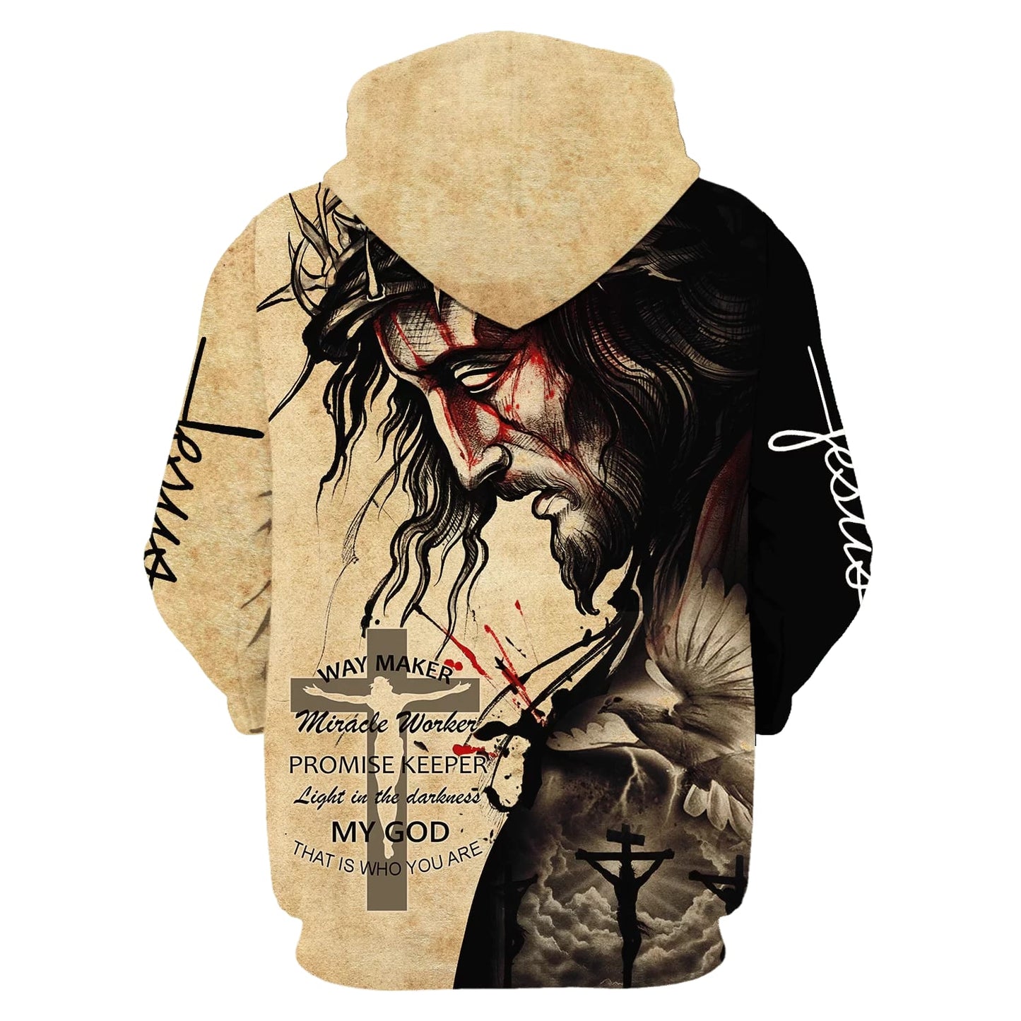 The Face Of Jesus - Way Maker Miracle Worker Promise Keeper My God Hoodie - Men & Women Christian Hoodie - 3D Printed Hoodie